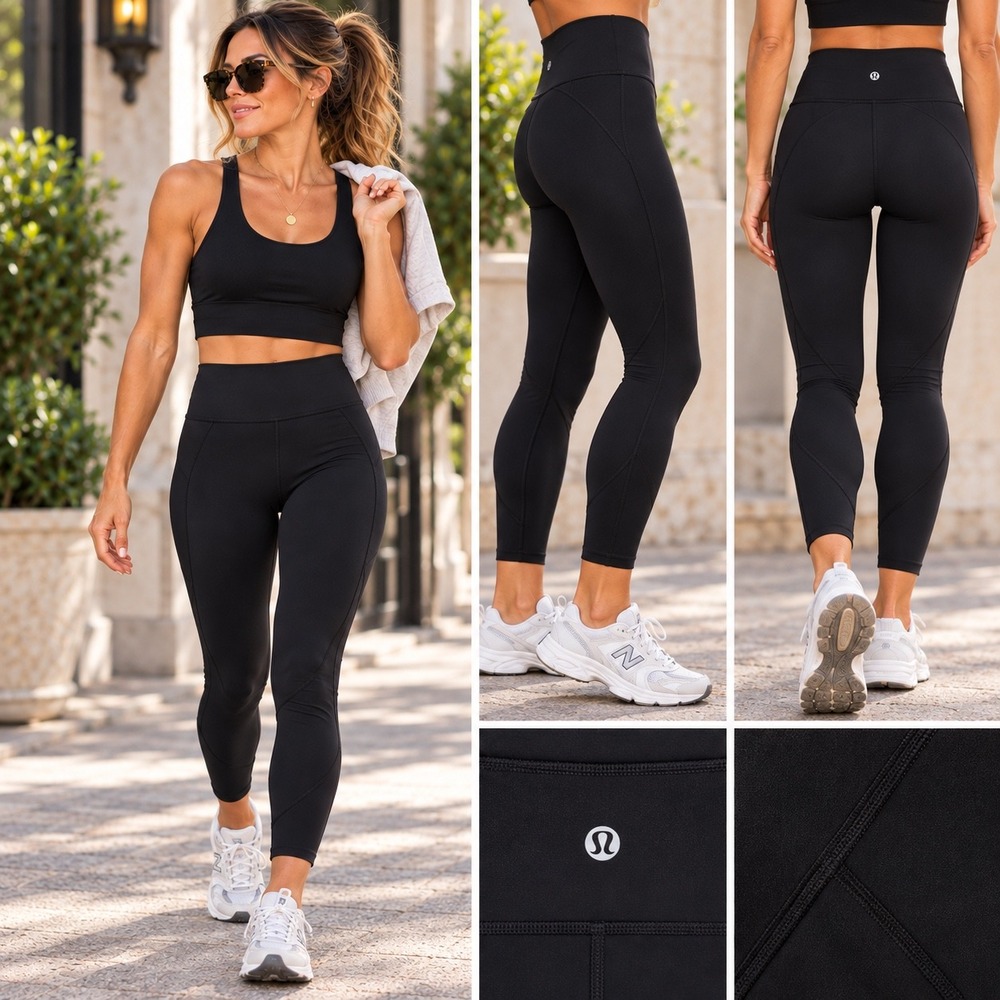 Lululemon In Movement 7/8 Tight Everlux 25" Black Leggings Size 8 LW5ANXS